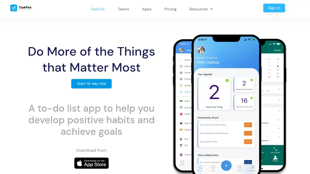 TaskFire - A to-do list app to help you develop positive habits and ...