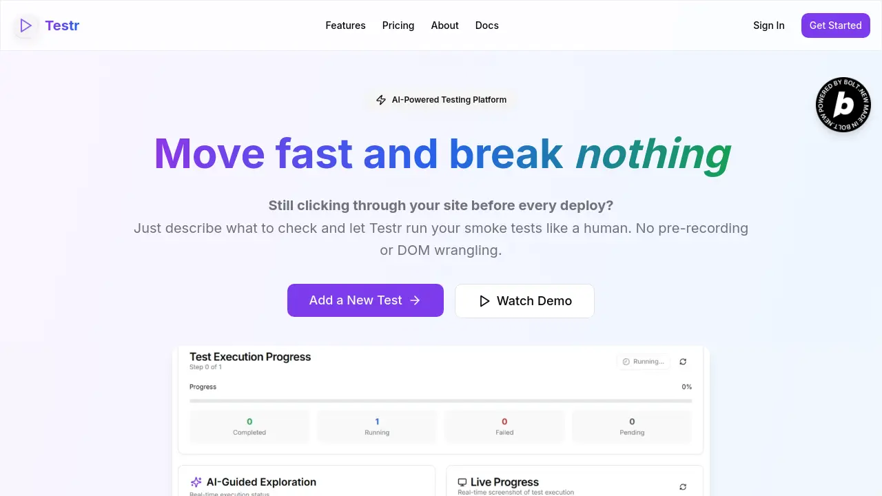 Testr - AI-Powered Testing Platform