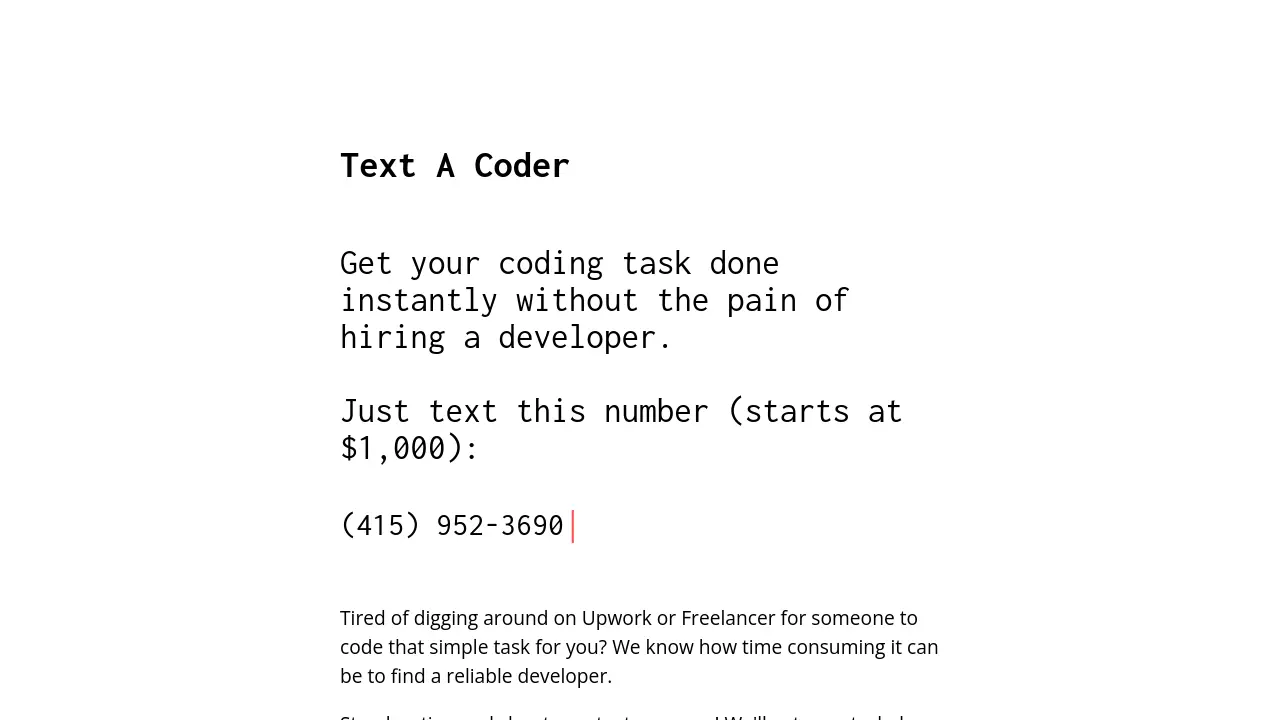 Text A Coder - Get your coding task done instantly without the pain of ...