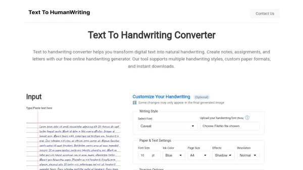 Text To Handwriting Converter