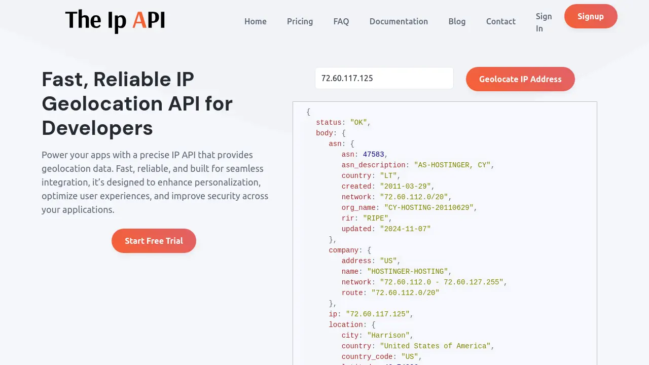 The IP API - Fast, Reliable IP Geolocation API for Developers