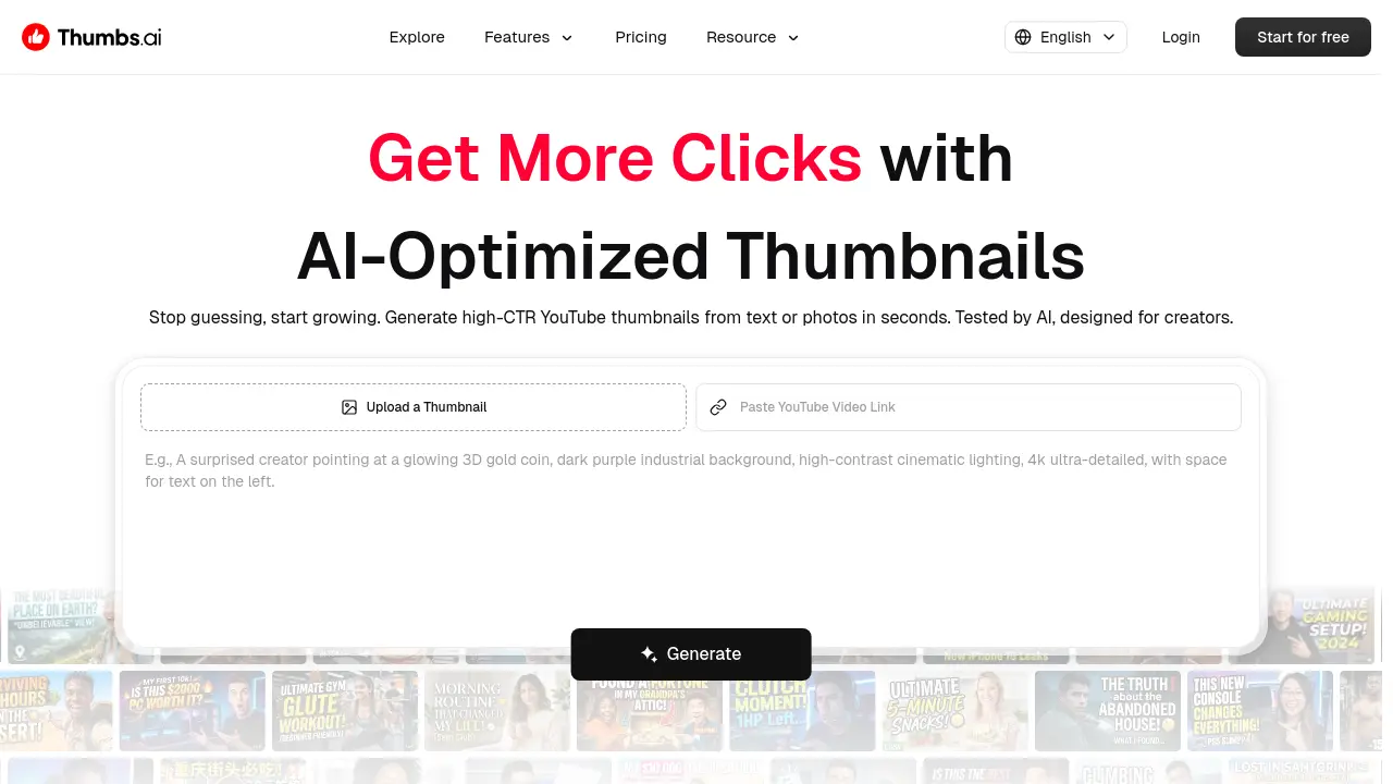 Thumbs.ai screenshot