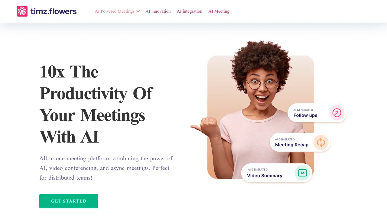 Timz Text TIMZ FLOWERS - 10x The Productivity Of Your Meetings With AI
