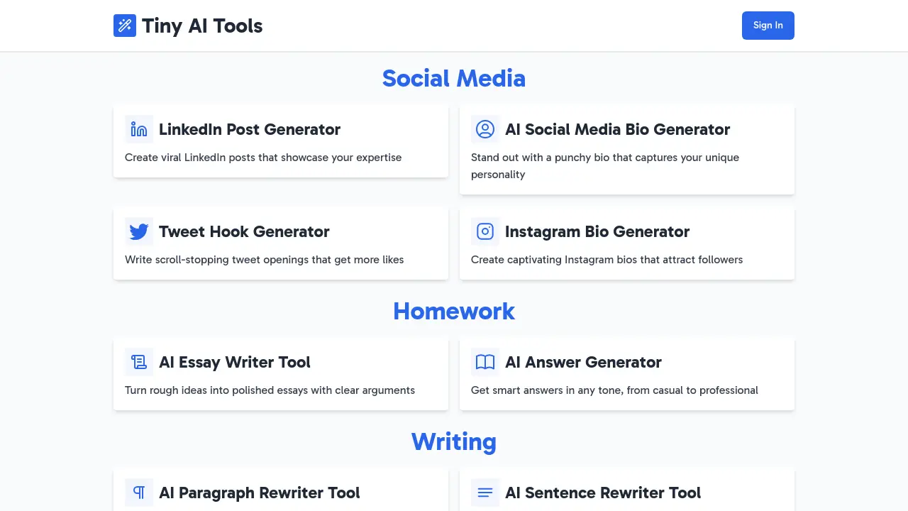 Tiny AI Tools - Discover powerful and simple AI tools to enhance your ...
