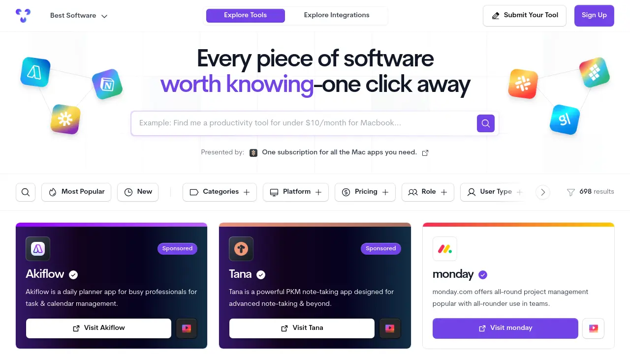 Tool Finder - Every piece of software worth knowing - one click away