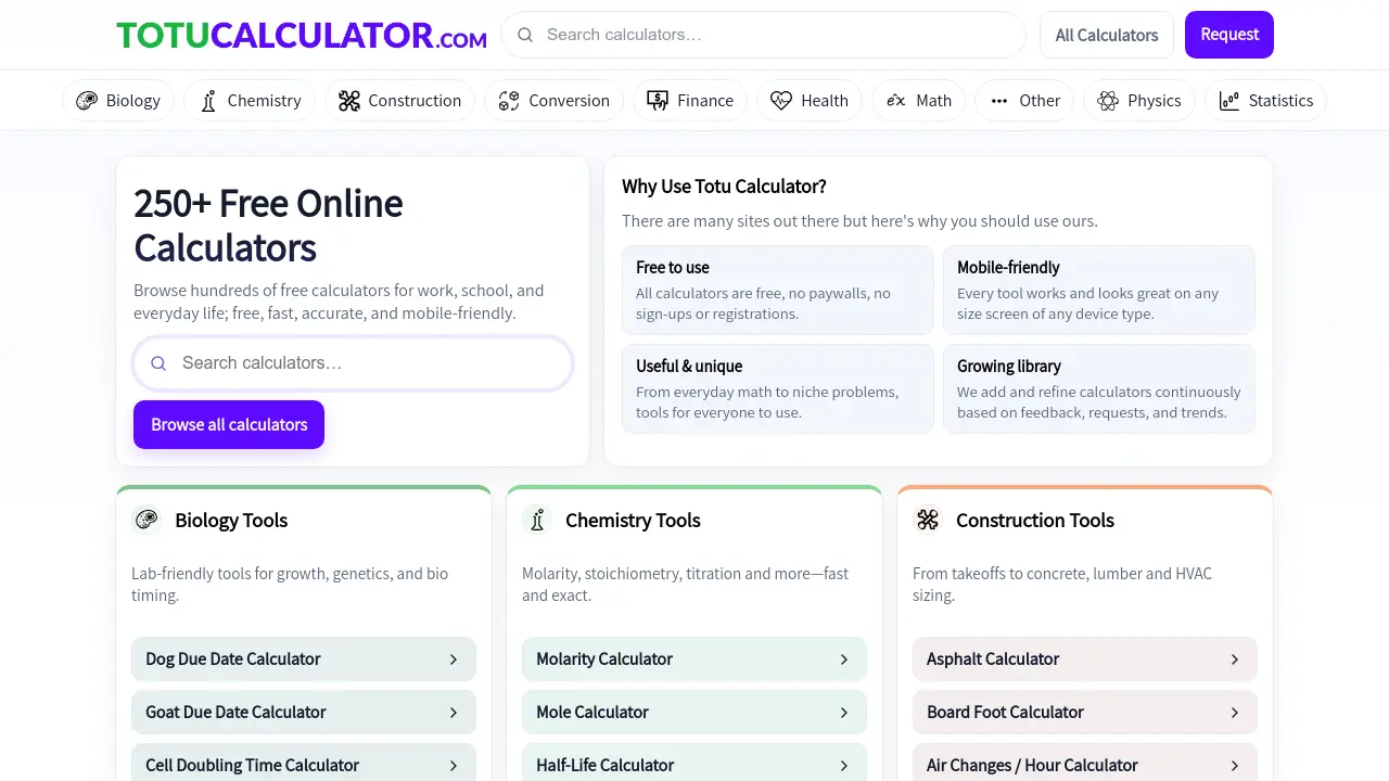 Control Problem Calculators Totu Calculator - Free, fast, and accurate online calculators for ...
