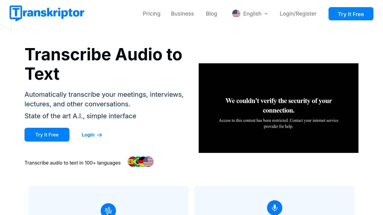 Transkriptor screenshot