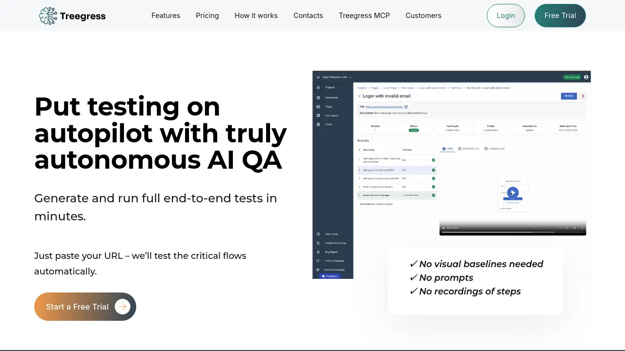 Treegress - Put testing on autopilot with truly autonomous AI QA