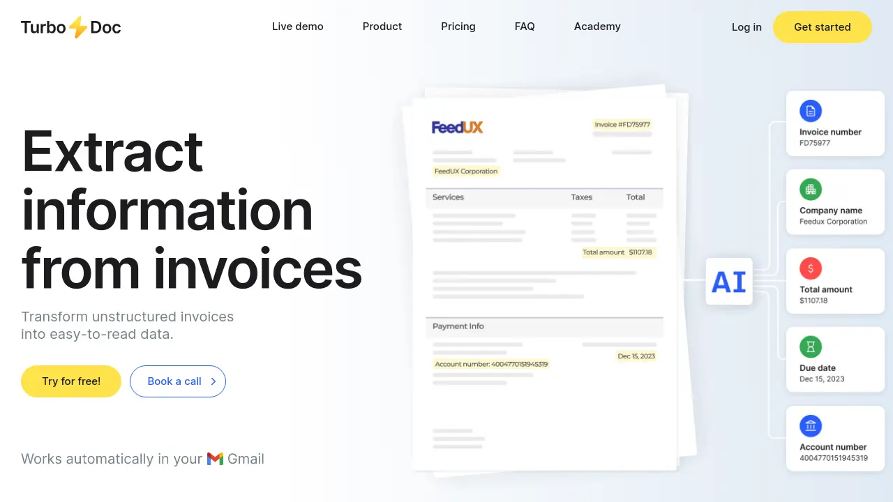 TurboDoc - Transform Unstructured Invoices into Easy-to-Read Data