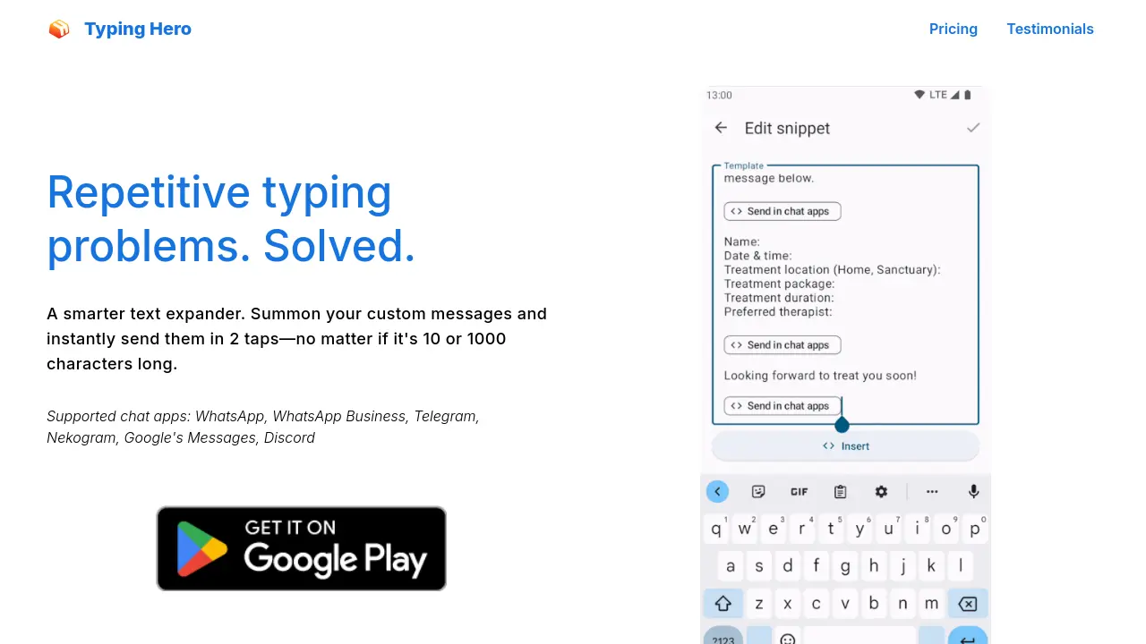 Typing Hero - Powerful Text Expander for Android