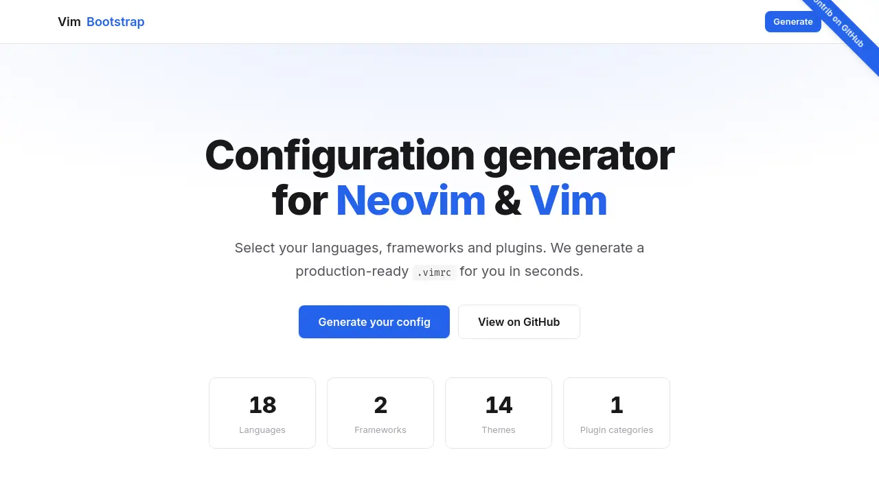 Vim Bootstrap - Configuration generator for Neovim & Vim