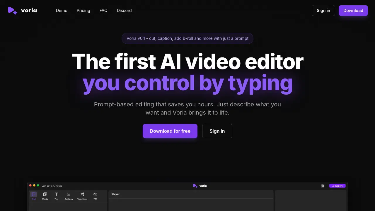 Voria - Edit Your Videos with Simple Prompts and AI