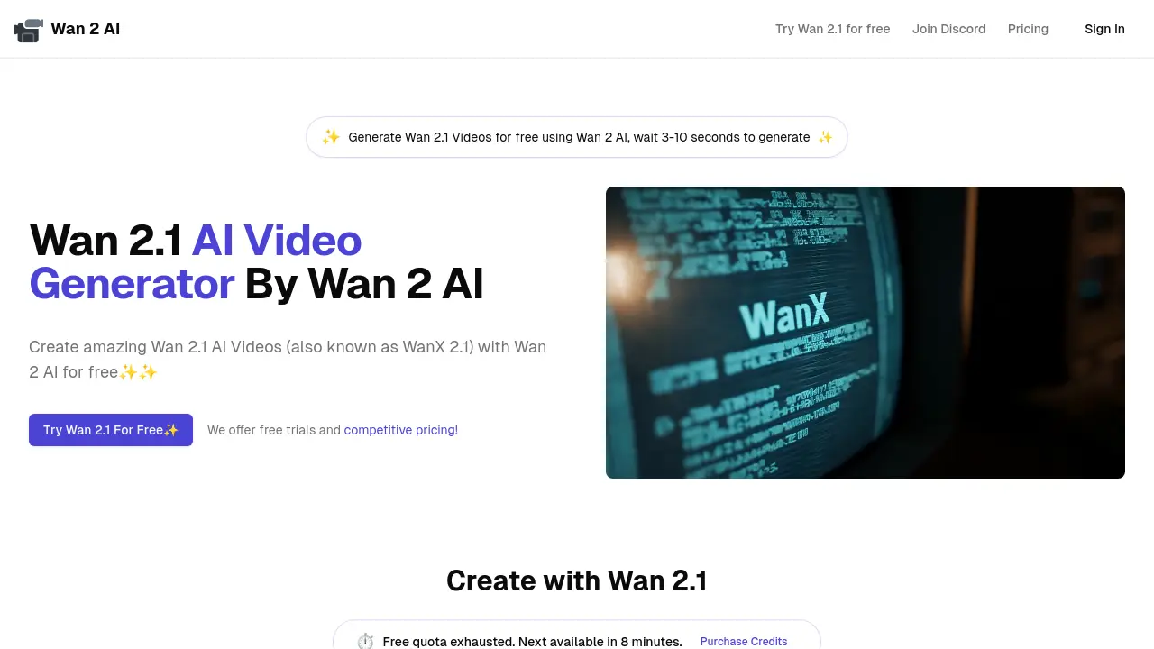 Wan 2 AI screenshot