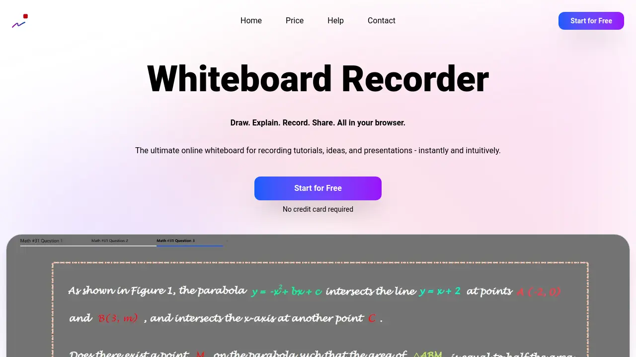 Recorder Draw Whiteboard Recorder - Draw. Explain. Record. Share. All in your browser.