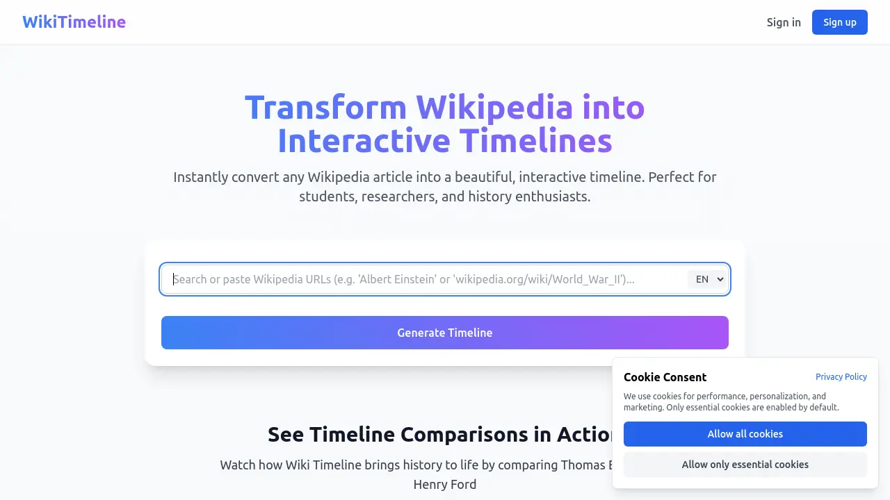 WikiTimeline - Transform Wikipedia into Interactive Timelines