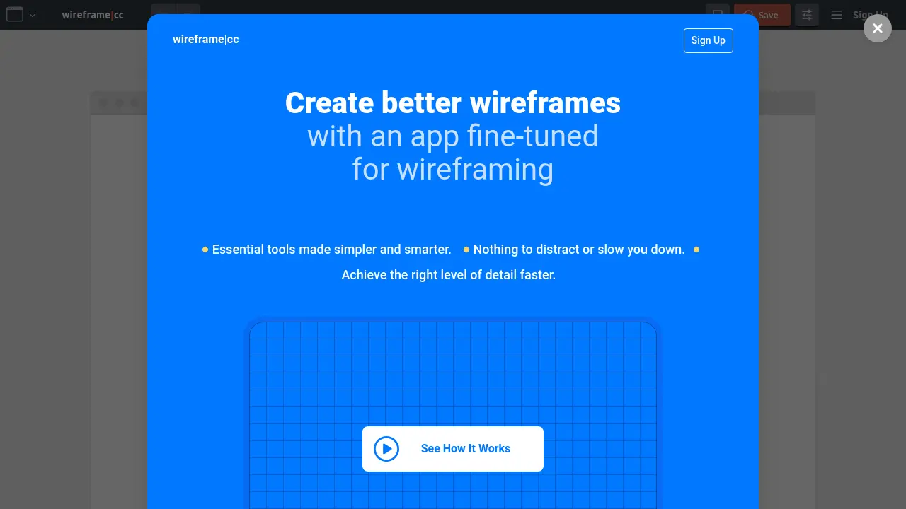 Wireframe.cc - Create better wireframes with simplified, smart tools.