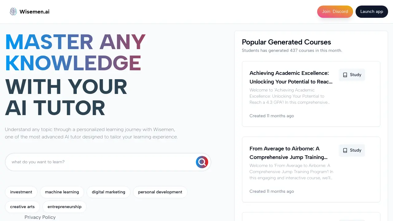 Wisemen.ai screenshot