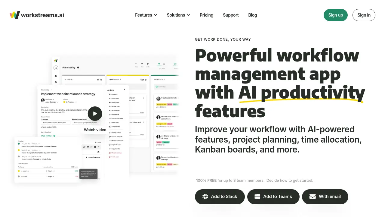 Workstreams.ai - Powerful workflow management app with AI productivity ...