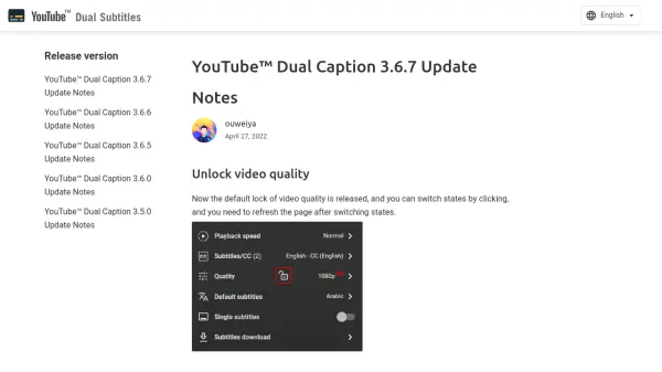 YouTube™ Dual Caption