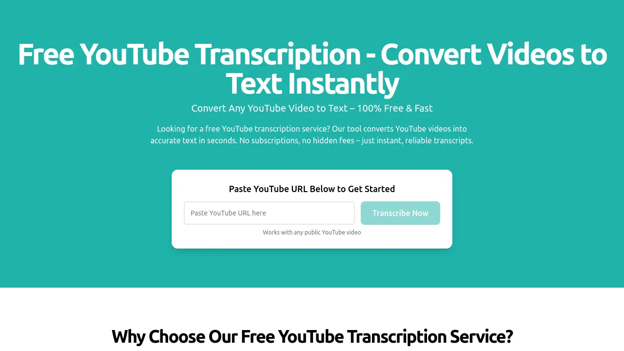 youtube-transcript-generator.net screenshot