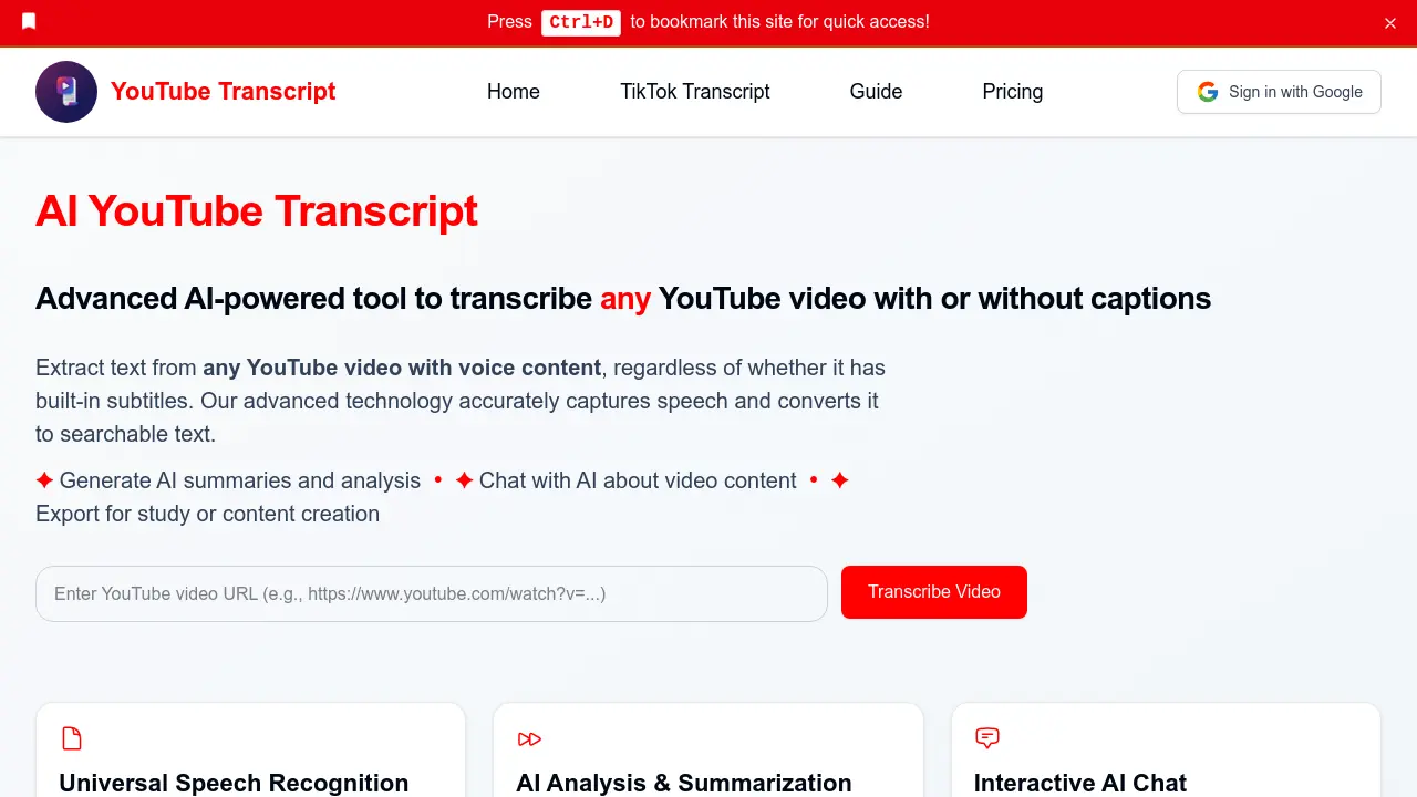 YouTube Transcript screenshot