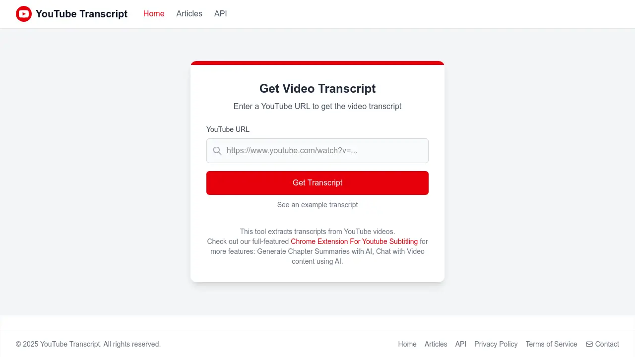 YouTube Video Transcripts screenshot